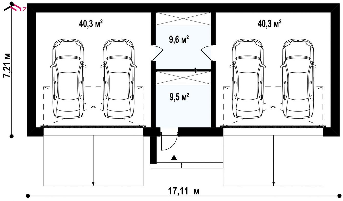 Большой гараж для 2 машин планировка
