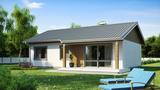 Готовый проект дома Z7 - Компактный дом с двускатной крышей — выгодный, функциональный и практичный.