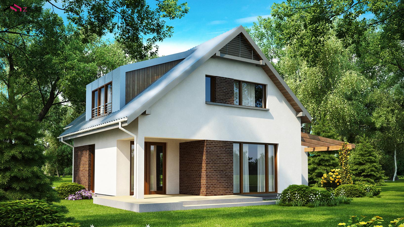 Двухэтажный дом с чердаком