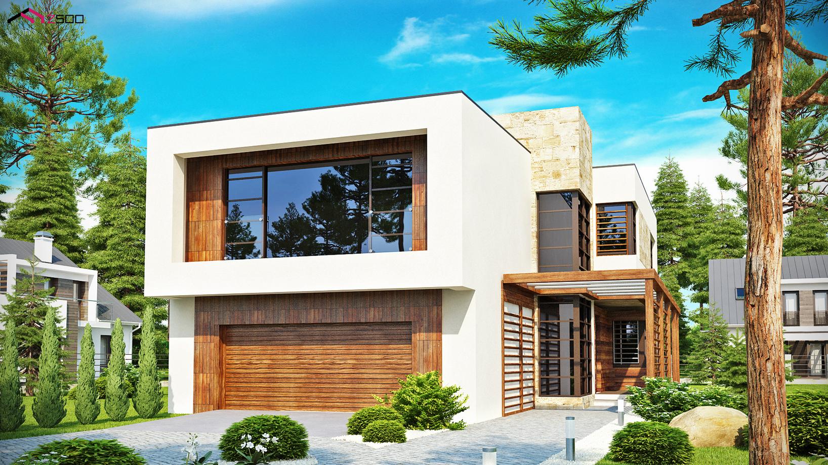 Дом хай тек с гаражом