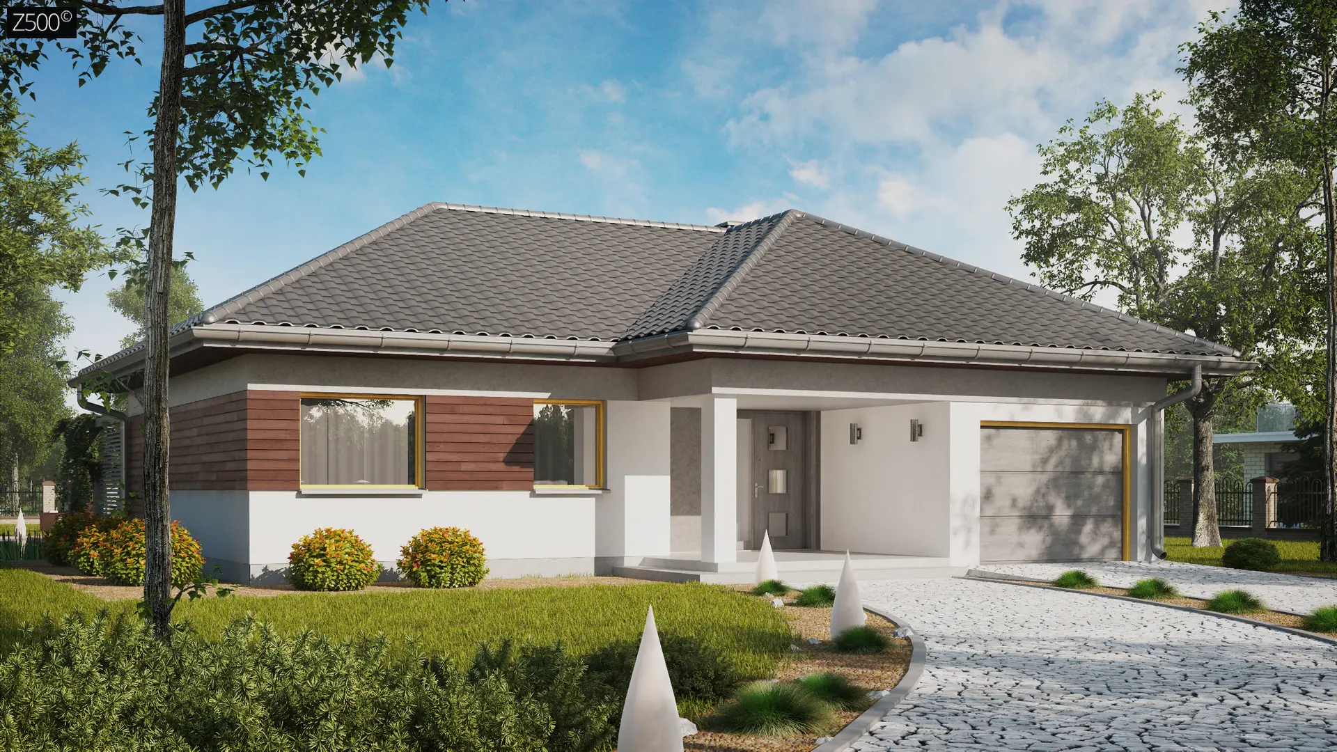 Z500. Zz230 Проект одноэтажного дома cо вторым светом и мансардой 181 м2