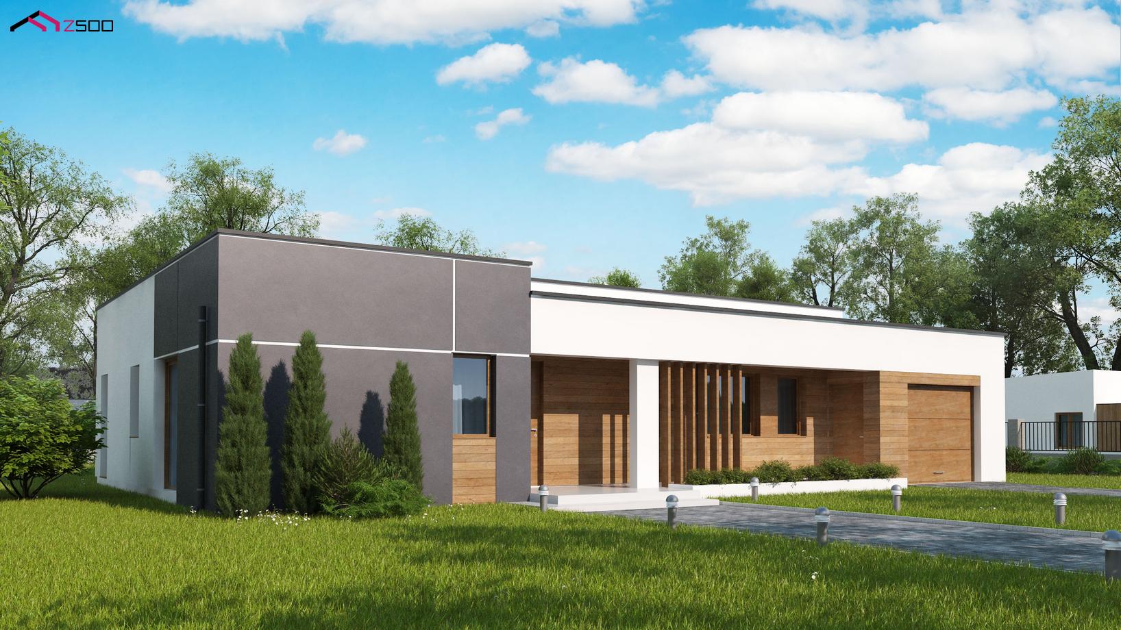 Дом с сип панелей с плоской крышей