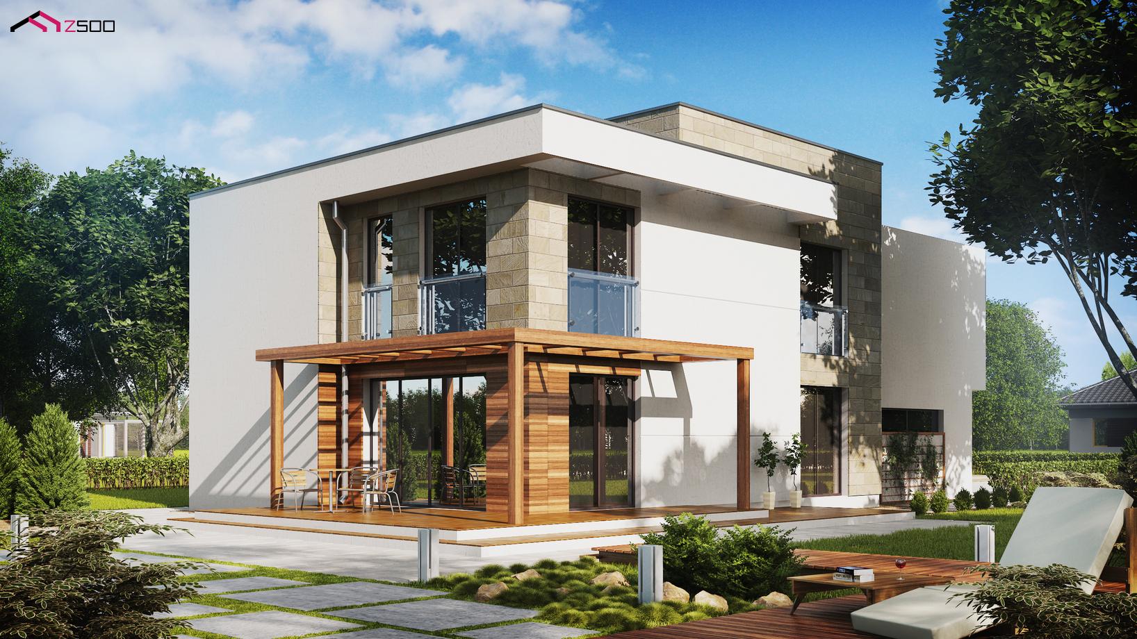 Дом с сип панелей с плоской крышей