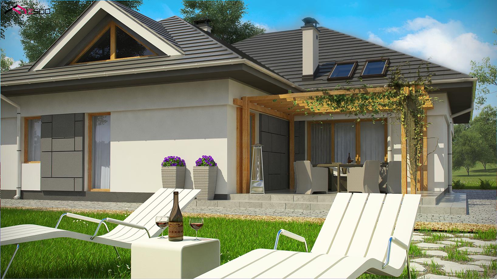 Г образный дом с мансардой