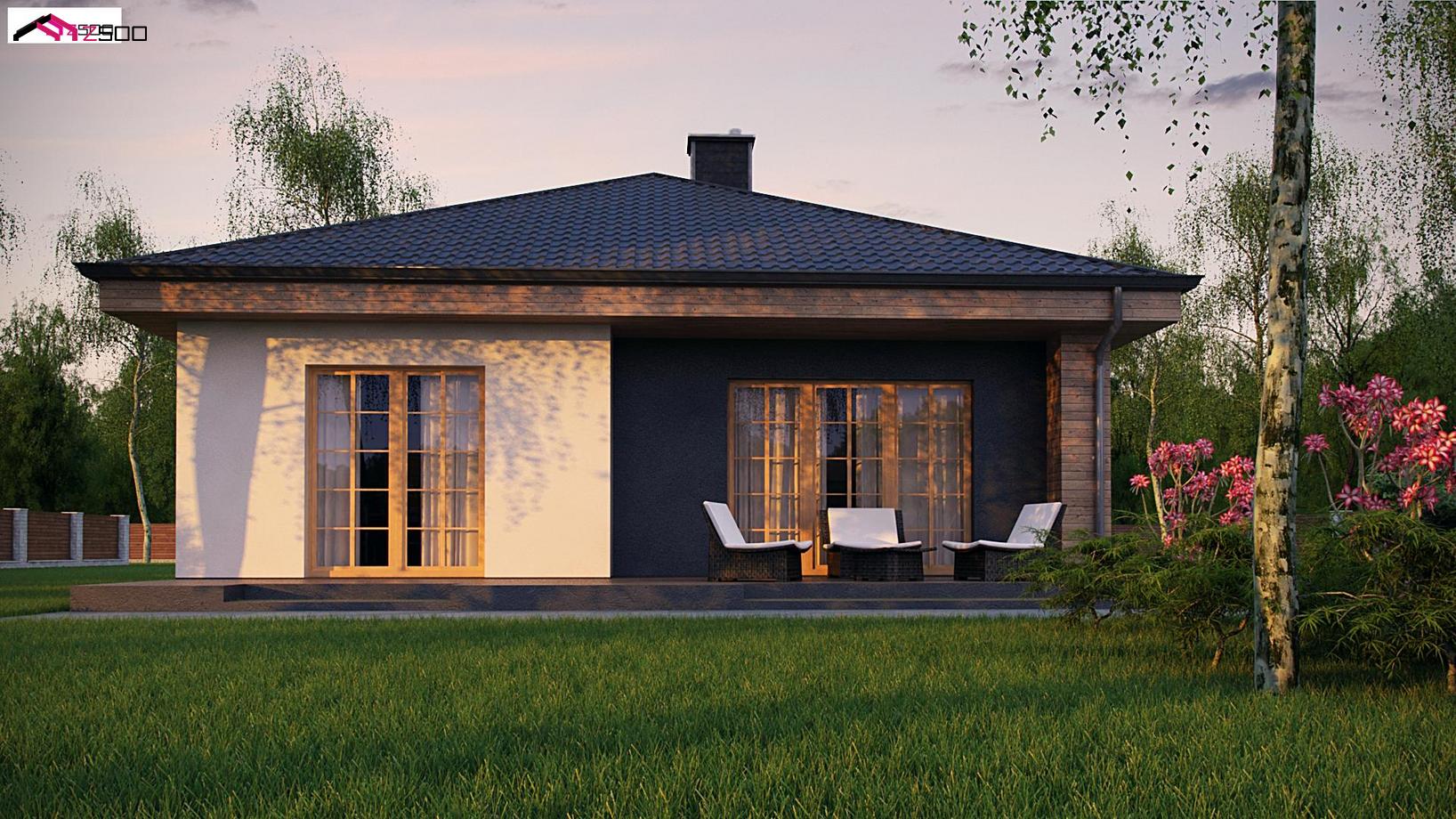 Дом с французскими окнами одноэтажный