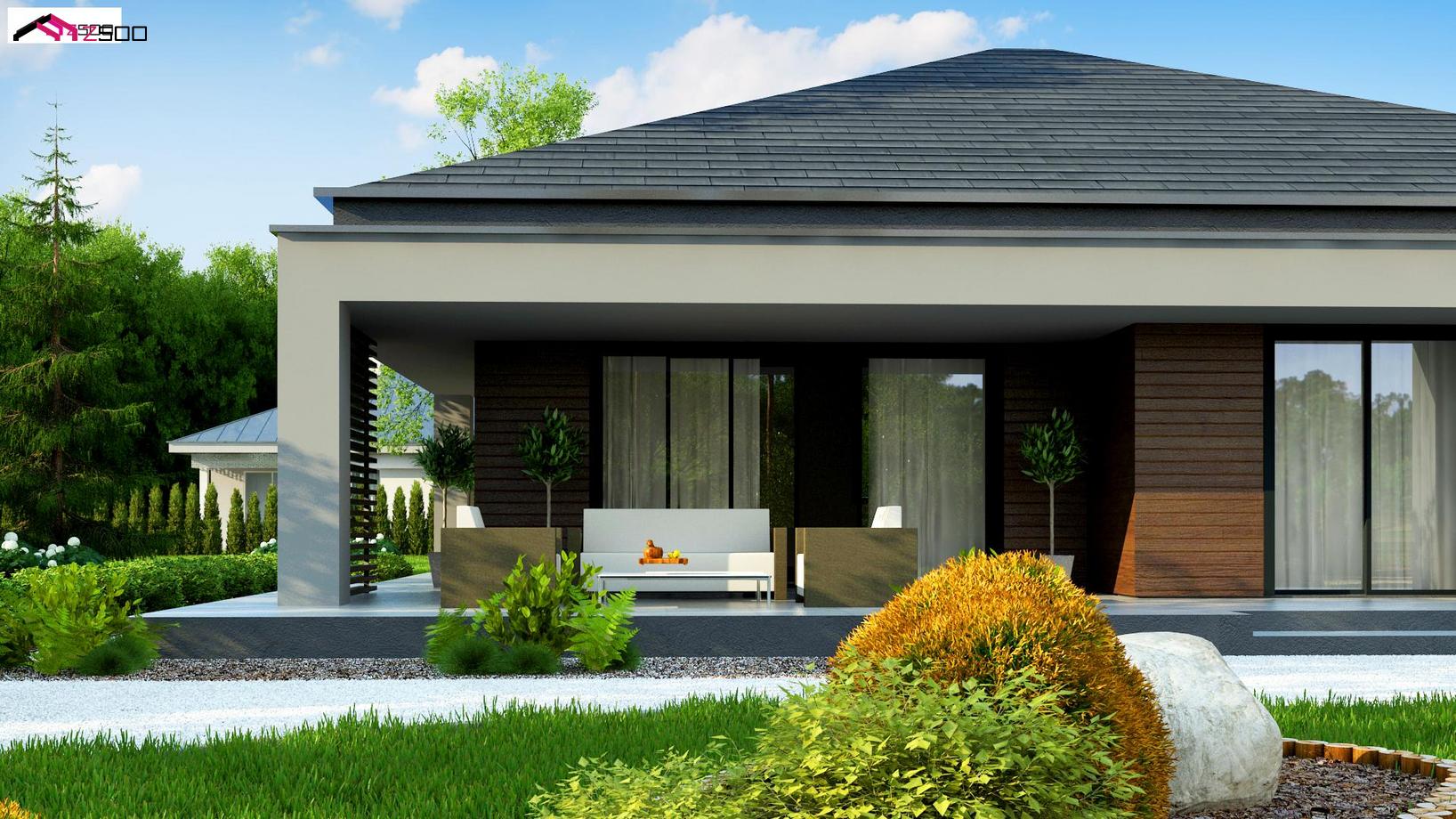 Дом с французскими окнами одноэтажный