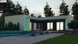 Готовый проект дома Zx160 - Современный одноэтажный дом с плоской крышей и гаражом на один автомобиль.