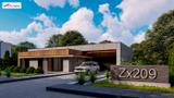 Готовый проект дома Zx209 - Современный одноэтажный дом c плоской кровлей и просторным гаражом для двух автомобилей.