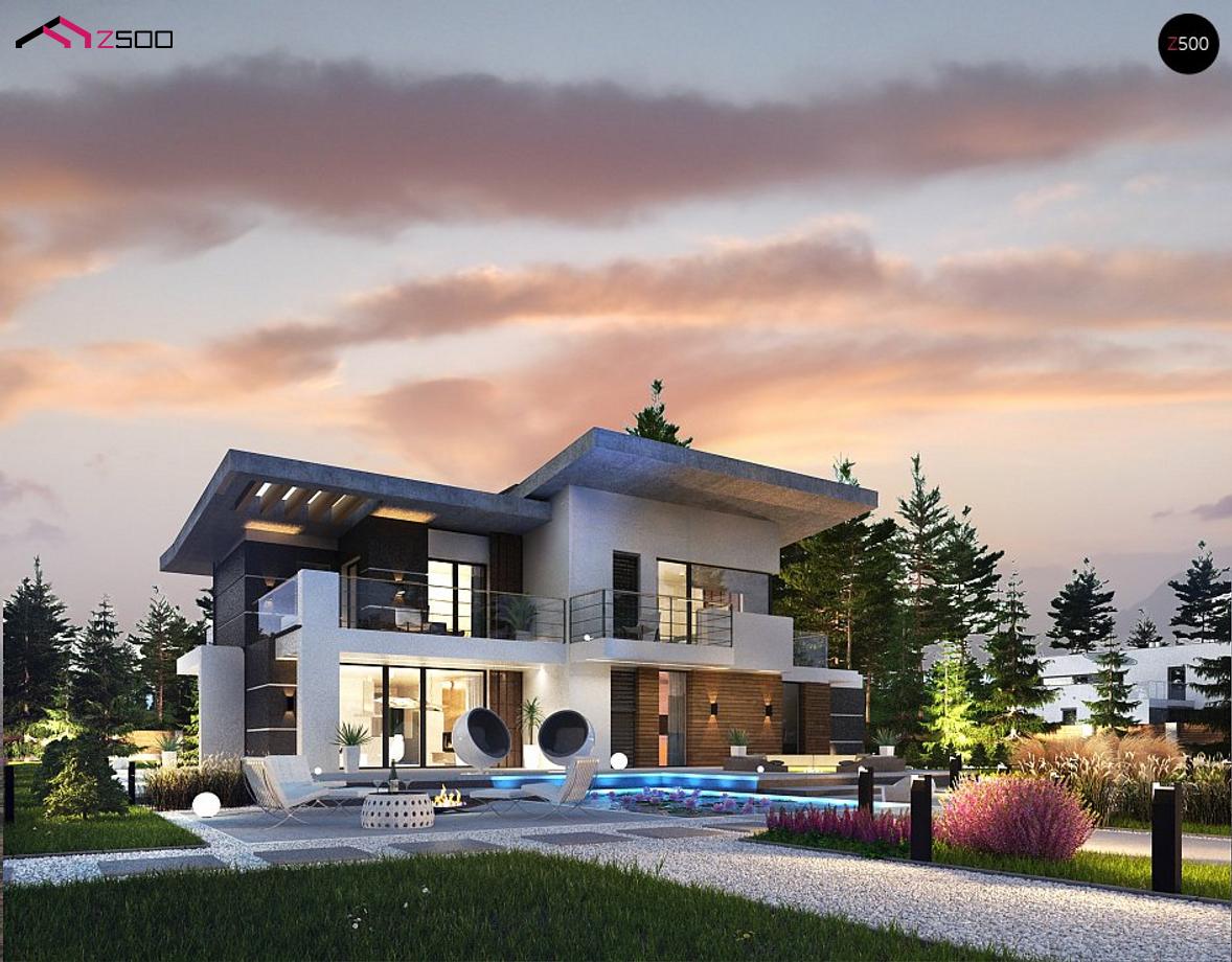 Двухэтажный дом с террасой