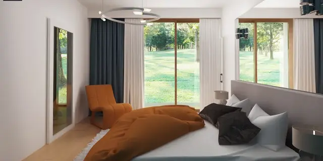 готовый проект дома Z386 v1 – дизайн интерьера, Проект одноэтажного барнхауса. Версия проекта Z386 с увеличенной котельной