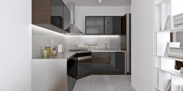 готовый проект дома Z16 – дизайн интерьера, Компактный одноэтажный дом с большой крытой террасой.