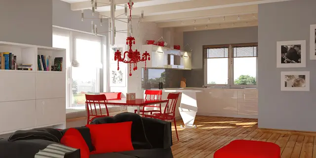 готовый проект дома Z19 – дизайн интерьера, Одноэтажный удобный дом с фронтальным гаражом, с возможностью обустройства мансарды.