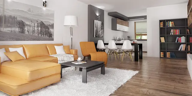 готовый проект дома Z41 – дизайн интерьера, Выгодный небольшой одноэтажный дом с тремя спальнями.